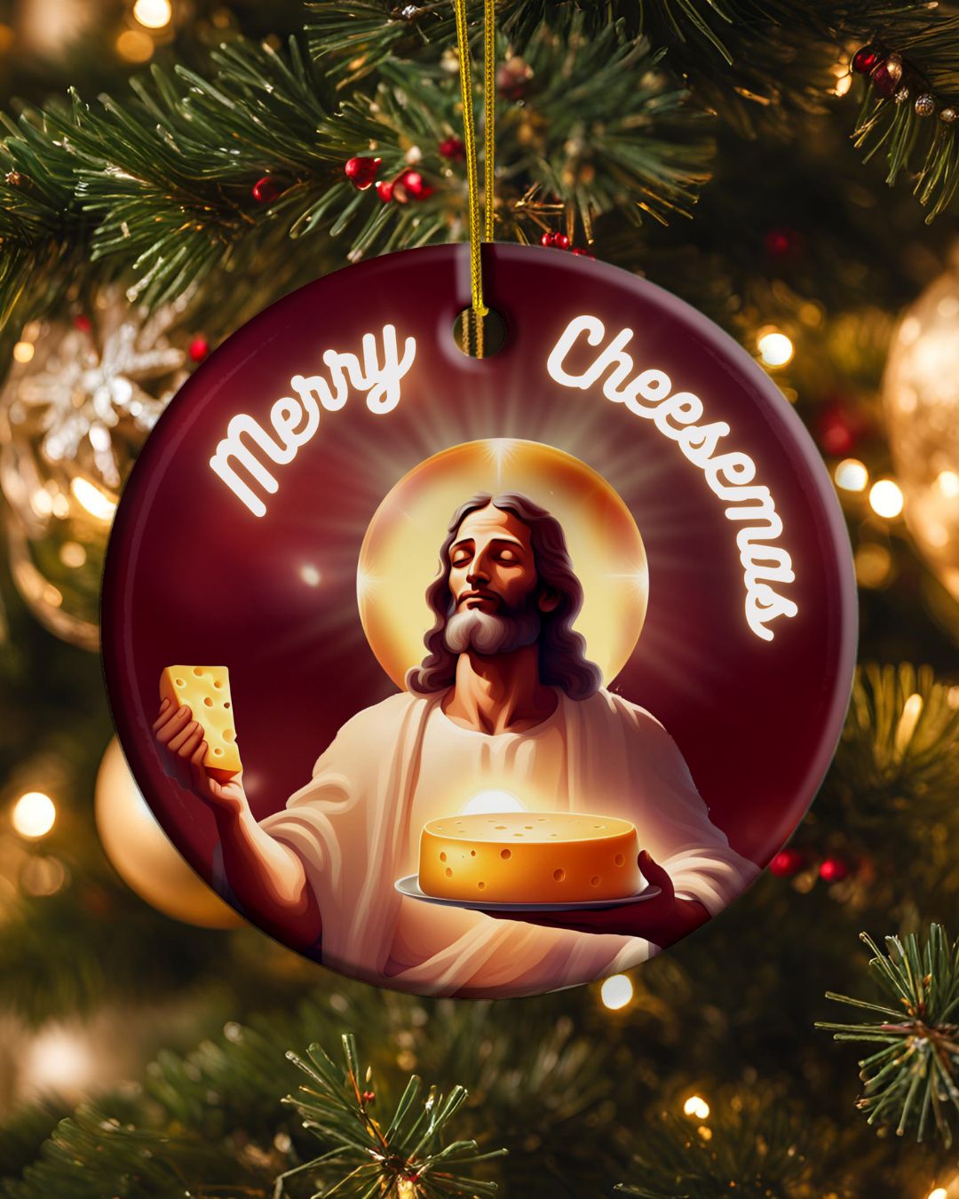 Merry Cheesemas – Funny Cheese Lover’s Christmas Ornament