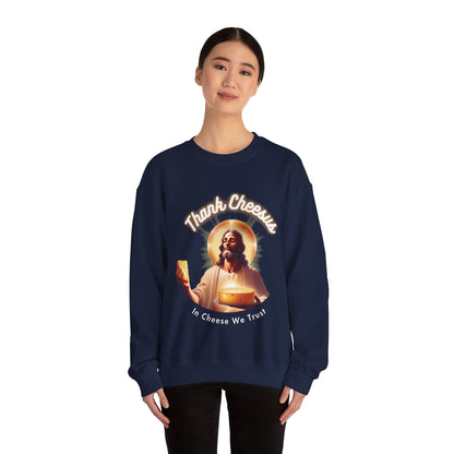 Thank Cheesus Signature Sweatshirt, In Cheese We Trust – Funny Cheese Lover's Gift